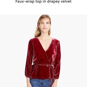 Faux wrap top in drapey velvet